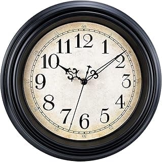 Plumeet Relógio de parede retrô extragrande, 40 cm, clássico, silencioso, vintage, decorativo, cozinha, sala de estar, quarto, operado por bateria, preto