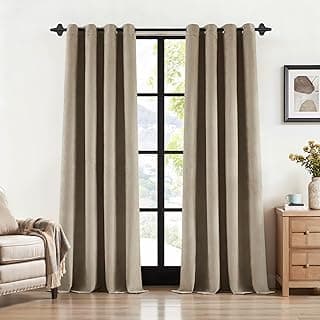 Cortinas de veludo macio Camel Tan 95% blackout com ilhós