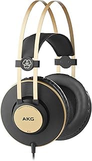 Fones de Ouvido AKG Pro Audio K92, circum-auriculares, preto fosco e dourado, estúdio