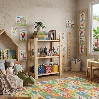 Estante Multiuso de Madeira 3 Prateleiras em Pinus Natural – Organizador para Cozinha, Sala e Lavanderia – Compacta, Resistente e Decorativa 60cm