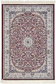Tapete decorativo com estampa floral em vinho, azul e branco, borda marrom