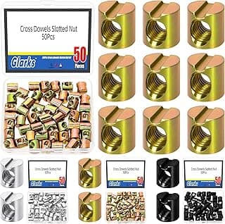 Kit de 50 porcas ranhuradas M6 x 10 mm zincadas Glarks para fixação em móveis e peças de reposição