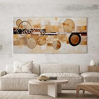 Quadro decorativo abstrato bege e marrom para sala ou quarto, estilo moderno.