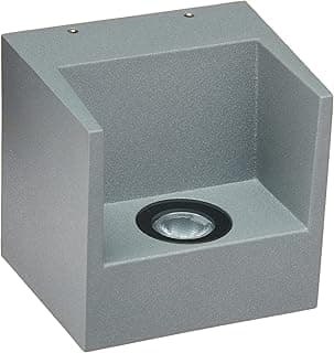 Arandela quadrada cinza para iluminação externa, foco de luz visível