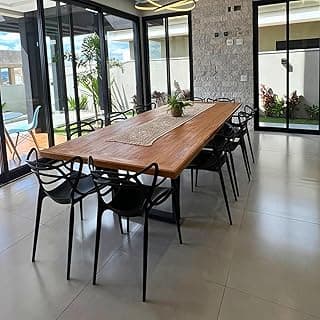 Mesa de Jantar 3,00m para 12 Lugares | Madeira Maciça Peroba Rosa de Demolição e Base Industrial de Ferro | Design Grandiosa Martinez