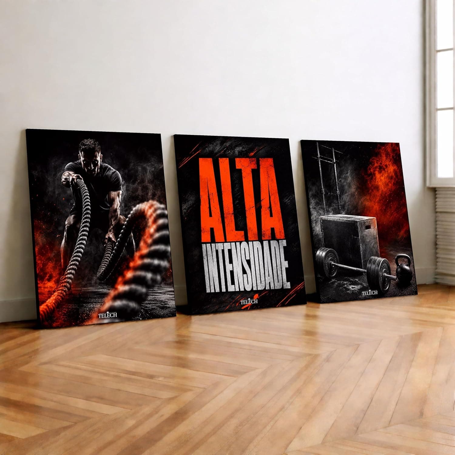 Kit3 Quadro Decorativo Academia Musculação Gym Crosfit Fitness Treino e1 (28x20cm)