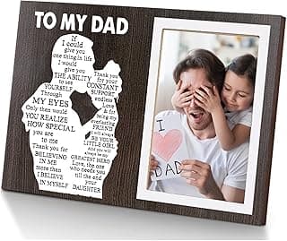 Porta-retrato para papai, presente de filha, moldura de madeira, presente de agradecimento, pai, adequado para aniversário, dia dos pais, Natal, Ação de Graças, Ano Novo, enfeite de mesa sentimental