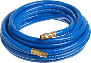 Mangueira de compressor de ar Campbell Hausfeld, 1,9 cm x 15,2 m, azul, com conectores dourados.
