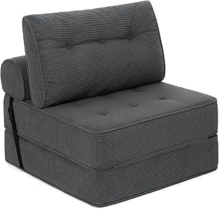 Sofá-cama dobrável HOMMPA cinza com estofamento em listras