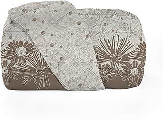 Edredom casal floral cinza e marrom Teka Crystal