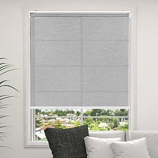 Persiana de rolo cinza 70% blackout para janela, proteção UV, fácil de instalar, tecido jacquard