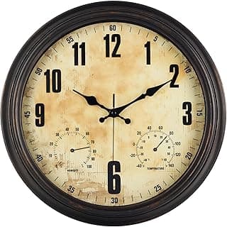 Relógio de parede impermeável com temperatura e higrômetro, fundo amarelo, mostrador preto