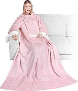 PAVILIA Cobertor de lã com mangas para mulheres, homens e adultos, cobertor de pelúcia quente e macio, envoltório de TV com manga de bolso, aconchegante elefante branco, ideias de presentes para mãe e