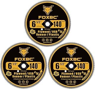 FOXBC Lâmina de Serra Circular de 6-1/2 Polegadas com 140 Dentes Para Corte de Compensado, Osb, Plástico E Madeira Folheada com Eixo Diamantado de 5/8 de Polegada