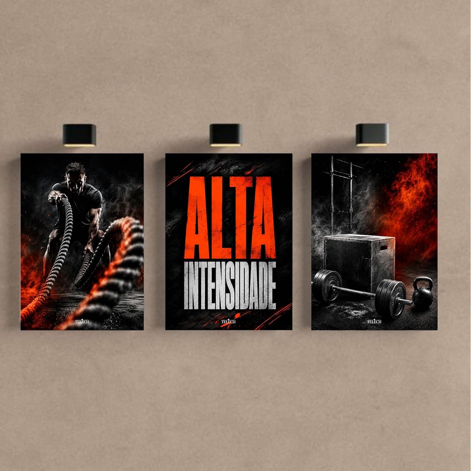 Kit3 Quadro Decorativo Academia Musculação Gym Crosfit Fitness Treino e1 (28x20cm)