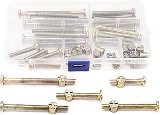 Kit de parafusos de reposição para berço, 50 peças, diferentes comprimentos, organizador plástico