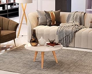 Mesa De Centro Dubai Sala Decorativa Redonda Tripé Pés Palito (OFF WHITE)