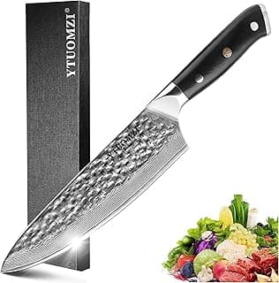 Faca de cozinha Damasco 20 cm VG 10 com lâmina de aço Damasco e cabo preto