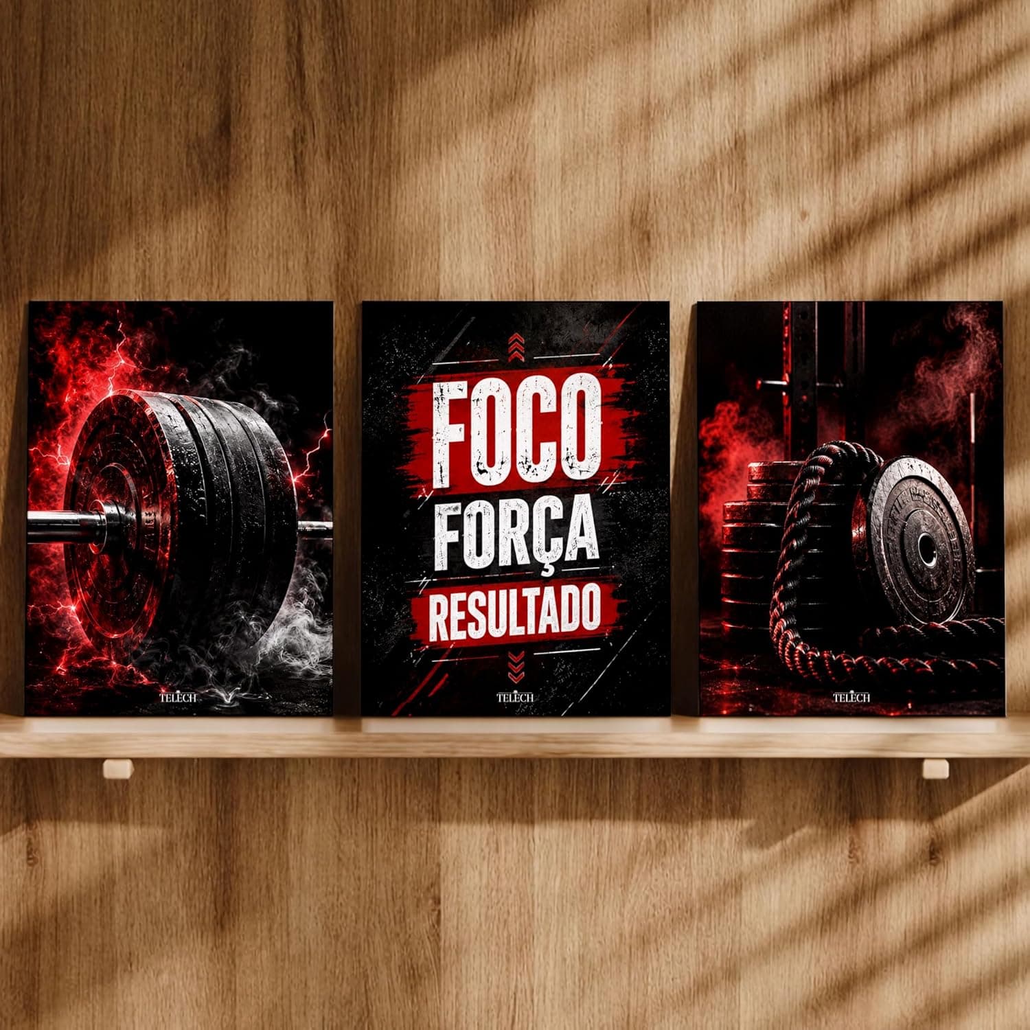 Kit3 Quadro Decorativo Academia Musculação Gym Crosfit Fitness Treino e2 (28x20cm)