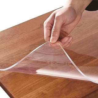 Protetor de mesa transparente de PVC para mesa de madeira, impermeável e durável