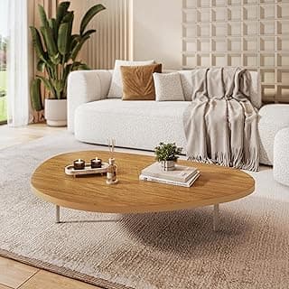 Mesa de Centro Orgânica Dubai Oval Moderna Decorativa