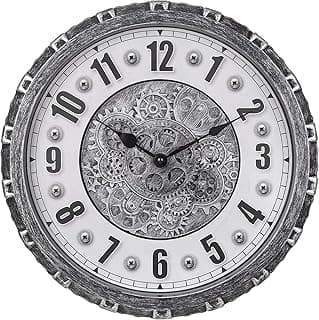Relógio de parede Moving Gears, relógio de parede giratório moderno de 38 cm, estilo antigo, rústico, exclusivo, vintage, relógio industrial para decoração de sala de estar, casa de fazenda