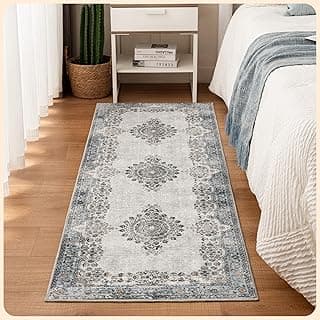 Istana Tapete de corredor 5 x 15 cm - Tapetes de cozinha azuis antiderrapantes laváveis - Tapete de seda macio ao toque - Tapete elegante para casa
