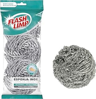 Flash Limp - Pack com 3 Esponjas Aço inox para Limpeza Pesada Ferro e Grelha - E3A4821