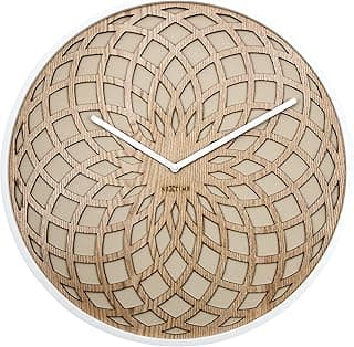 Relógio de parede de madeira natural com design geométrico em relevo, NeXtime, Unek Goods