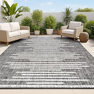 Tapete geométrico preto e marfim para decoração de ambientes externos
