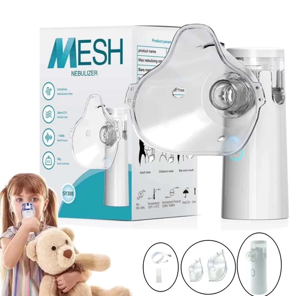 Inalador Silencioso Portátil com Bateria Recarregável e Timer Automático, Ideal para Tratamentos Respiratórios em Qualquer Lugar
