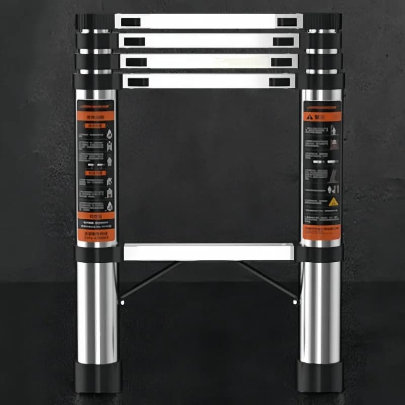 Escada telescópica de aço inoxidável, resistente, ajustável, multifuncional, dobrável, para uso interno e externo, segurança