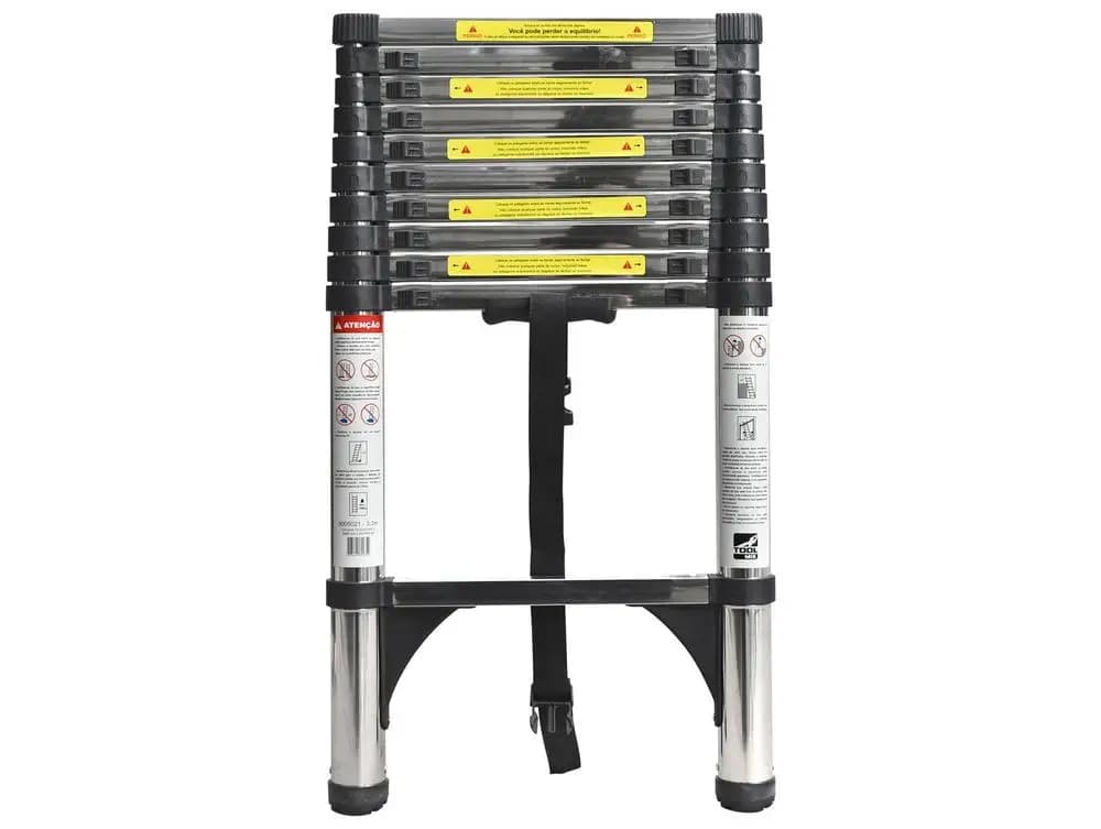 Escada telescópica de aço e alumínio com 10 degraus, modelo KME1032SS, marca Nell
