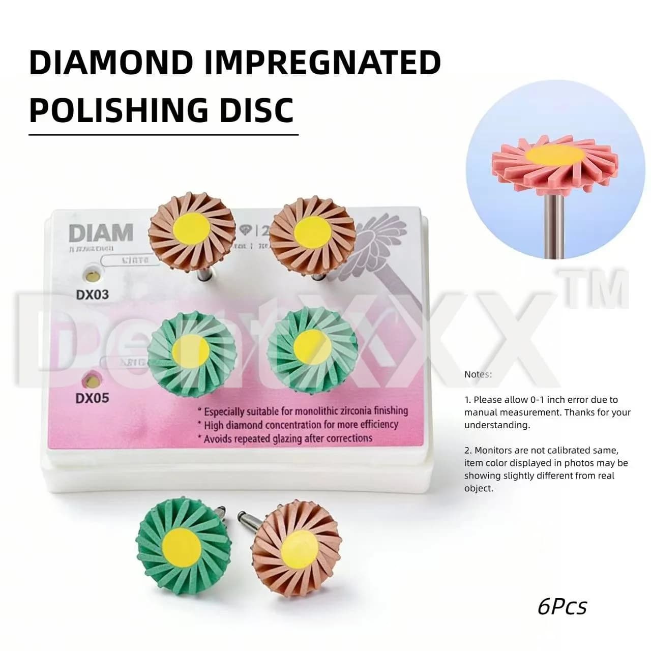 Conjunto de 6 peças de rodas de polimento de borracha diamantadas