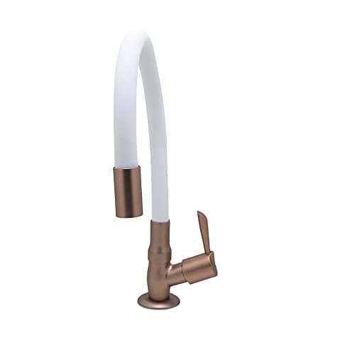 Torneira Cozinha/Banheiro Gourmet Mesa Flexível Branco e Cobre C61