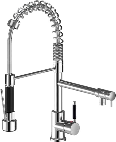 TINICO Torneira Cozinha Gourmet,Misturador Com Spray Extensor,Torneiras Misturadoras de água Quente e Fria,Giratório em 360º Dois Modos de Distribuição de água(Spray e Stream),Cromado