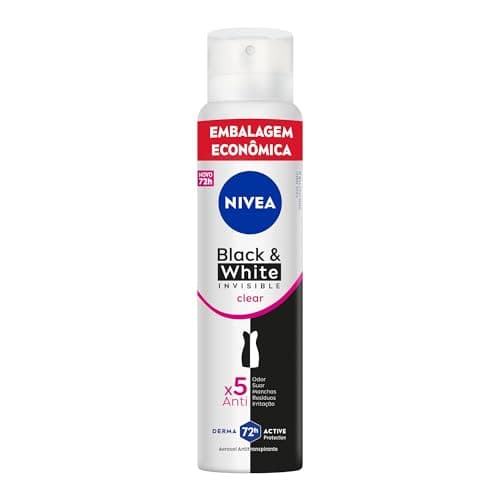 NIVEA Desodorante Aerossol Black & White INVISIBLE Clear 200ml - Proteção prolongada contra odor, suor e manchas