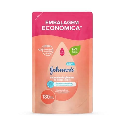 Sabonete Líquido Refil Glicerina Da Cabeça Aos Pés Johnson's Baby, 180ml