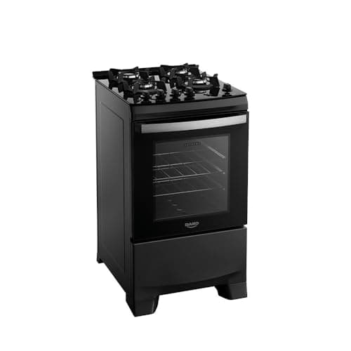 Fogão 4 bocas Dako Supreme Glass com mesa de vidro preto, frente