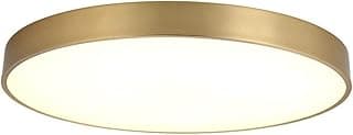 Luminária de teto redonda de perfil baixo em latão antigo, painel circular branco