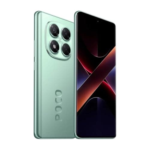 Smartphone Xiaomi Poco X7 5G NFC, verde, 8GB RAM, 256GB ROM, visão frontal e traseira