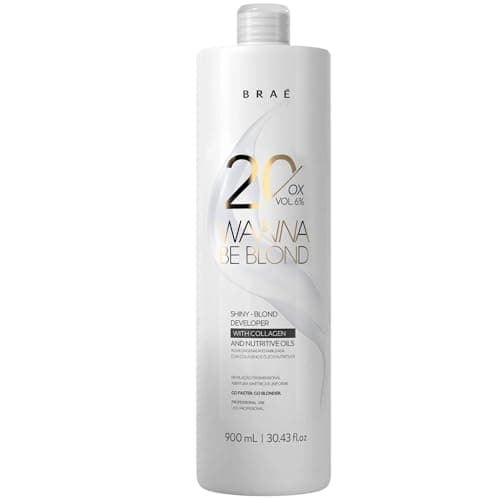 Água Oxigenada Braé Wanna Be Blond 20 Volumes - Revelador Cremoso 900ml, Não Agride o Cabelo - Qualidade Profissional