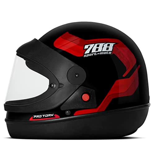 CAPACETE FECHADO PRO TORK SPORT MOTO 788 PRETO - VERMELHO TAM. 56