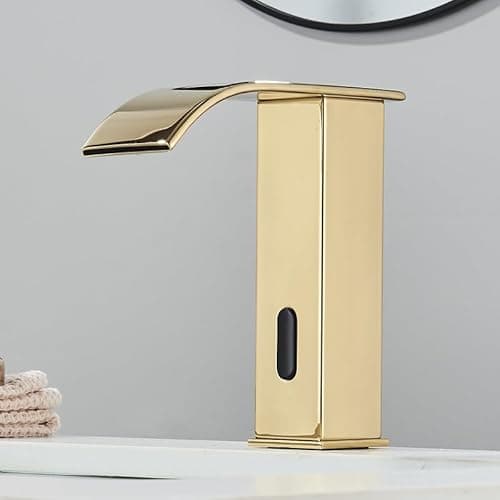TINICO Torneira de Cozinha com Sensor,Aço Inoxidável Brass Torneira de banheiro,Misturador de pia e lavatório de furo único,Mangueira de entrada de 60 cm,ouro