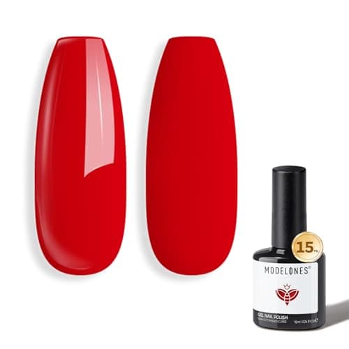 Modelones Esmalte de Gel Vermelho 15 ml - Imersão LED para Arte de Unhas, Presente de Salão para Mulheres e Dia das Mães
