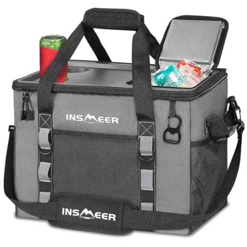 INSMEER Bolsa Termica Grande de Capota Rígida com 2 Porta-Copos, Saco Refrigerador Dobrável - 70 latas, À Prova de Vazamentos/Portátil Cooler Termico para Praia, Acampamento, Churrasco, Eventos