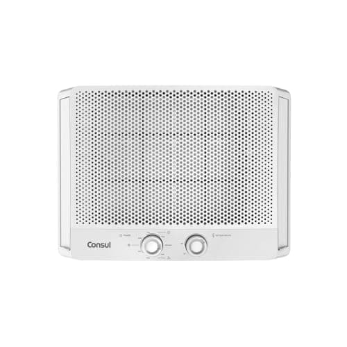 Ar condicionado de janela Consul 7500 BTUs branco, moderno, CCS07FB, 220V, com grelha de ventilação pontilhada