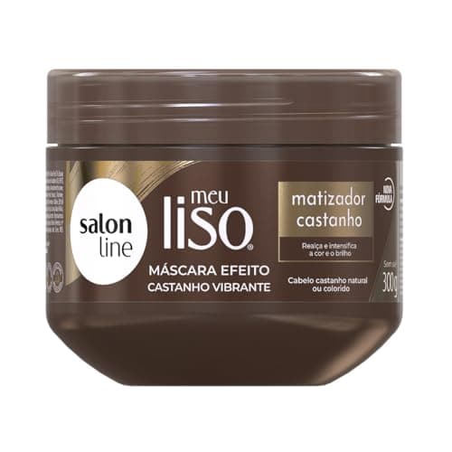 Salon Line, Meu Liso, Máscara, Matizador Castanho, Vegano - Para Cabelos Lisos, Ondulados, Alisados, Relaxados ou Quimicamente Tratados, 300g