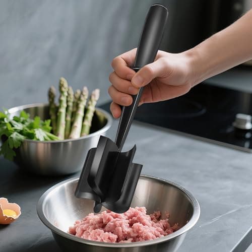 Ferramenta de picador de carne verde – Agitador de nylon antiaderente para cozinhar e triturar carne moída, 28 × 2,4 × 0,20 cm