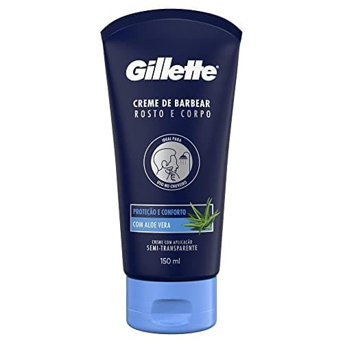 Gillette Creme de Barbear Rosto e Corpo com Aloe Vera, Ideal para Barbear com um Aparelho de Barbear no Chuveiro 150mL